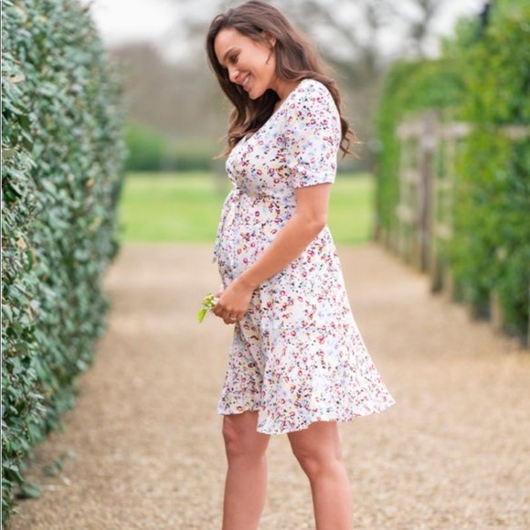 Seraphine White Floral Front Tie Maternity Dress - Picture 4 of 9